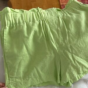 Lime Green Linen Women's Shorts